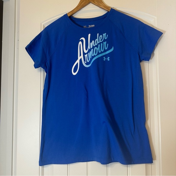 Under Armour Vibrant Blue Tee, Youth XL, Loose Fit, Heat Gear - Picture 1 of 4
